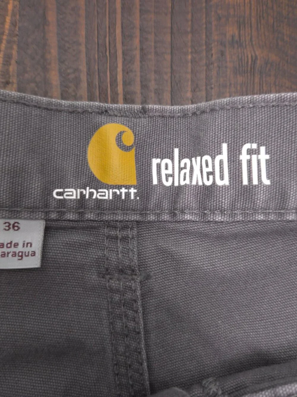 Carhartt Shorts Mens 36 Gray Relaxed Fit Carpenter Canvas Logo Work 9